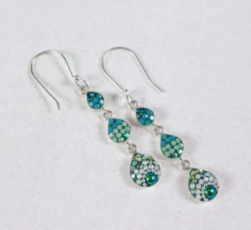 Mosaico Hand Made Sterling Silver Crystal & Glass Dangle Earrings