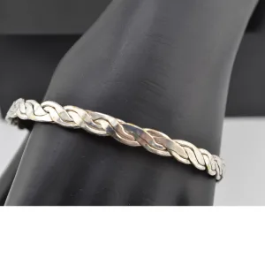 Vintage 925 Sterling Silver Engraved Bangle Bracelet