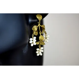 Michael Michaud Spring Birch Chandelier Earrings w/Pearls