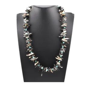 Mary W Roanhorse, Navajo Black Lip Oyster Shell, Beaded Necklace