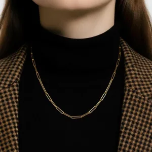 Jane Diaz Gold Plated Sterling Silver Paper Clip Handmade Chain Necklace