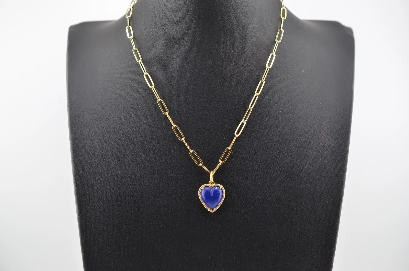 Rachel Reinhardt Blue Lapis Petite Heart Pendant Necklace with Zirconia Pav?