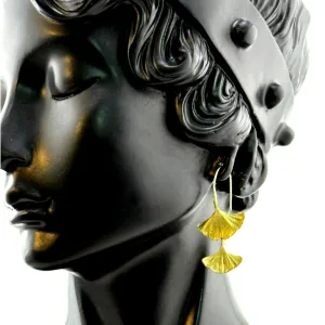Michael Michaud Ginkgo Double Drop Wire Earrings