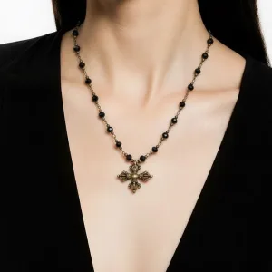Clay Designs by Glee Crystal Beads Pewter Cross Pendant Necklace