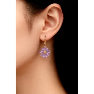 Michael Michaud Purple Aster Dangle Wire Earrings