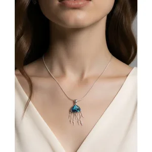Fifirose 925 Sterling silver Jellyfish NZ Paua Abalone Shell Pendant Necklace