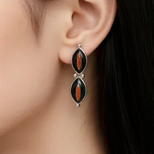 Native American Zuni Sterling Silver Spiny Oyster Post Hoop Earring's By Fernando Othole